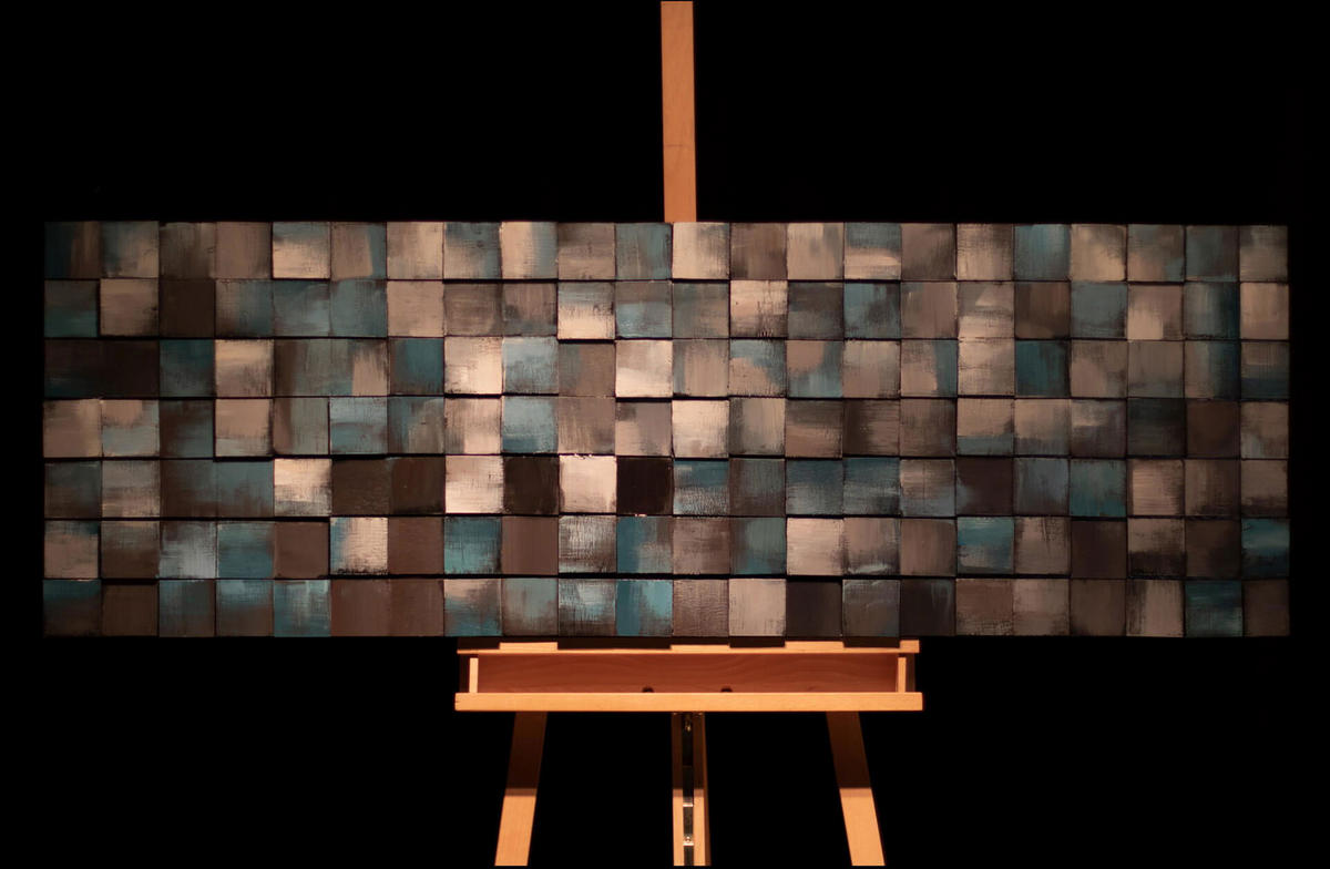 HOLZBILD Blau 144/44 cm - Blau, Holz (7.8/44cm) - KUNSTLOFT