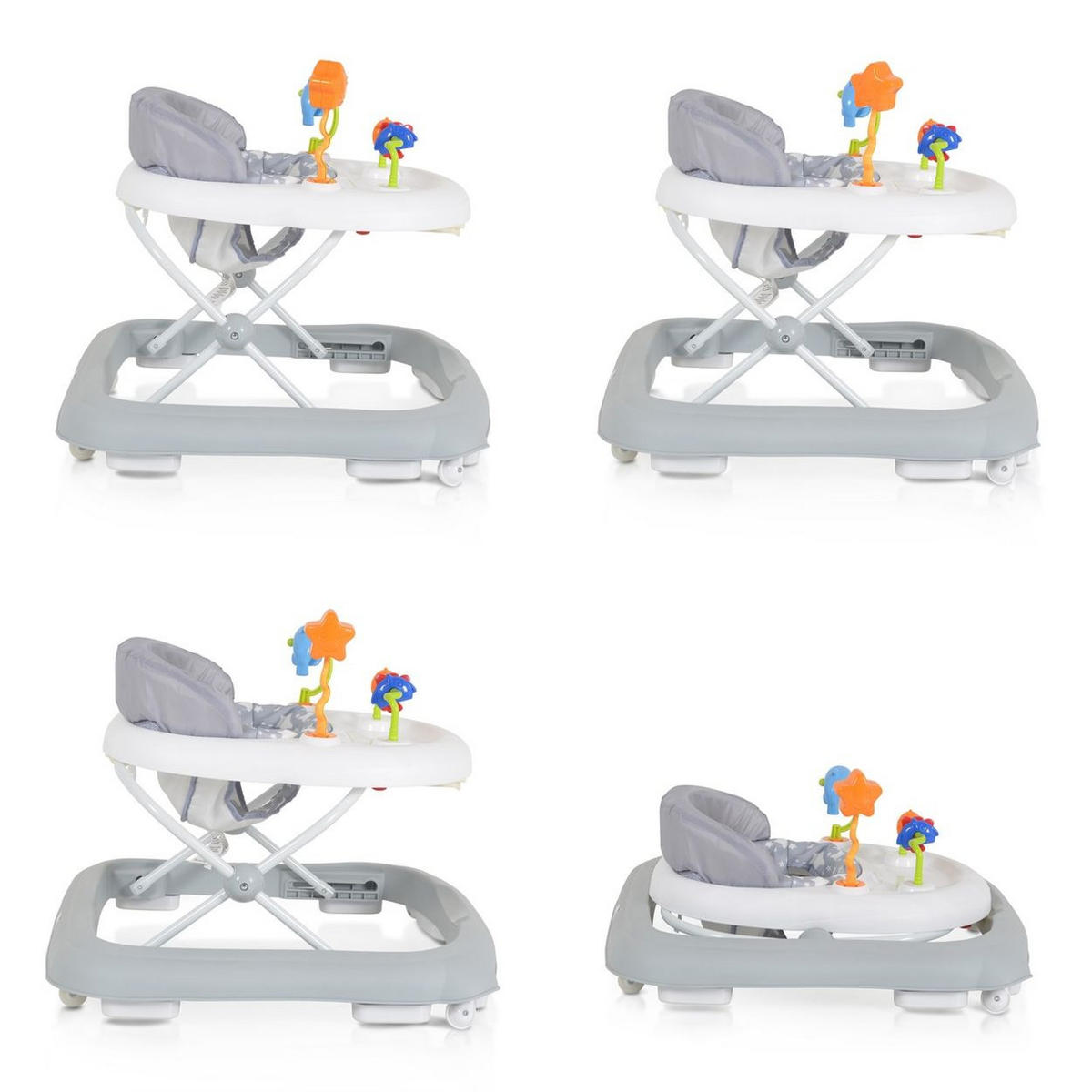 LAUFHILFE Eko grau höhenverstellbar, gepolsteter Sitz und Spielcenter - Grau, Kunststoff (66/52/62cm) - Moni