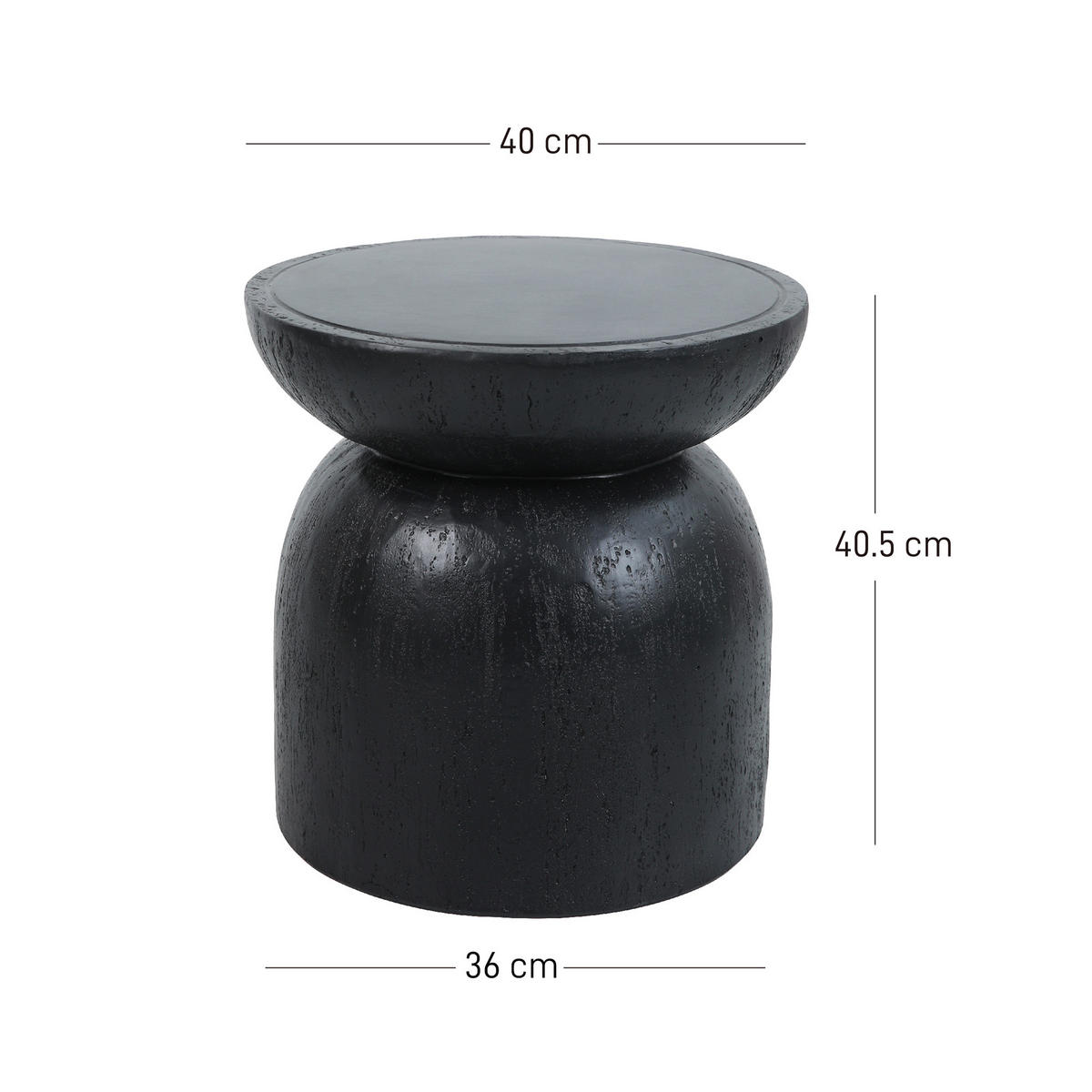 BEISTELLTISCH Rund Schwarz 45 x 45 x 52 cm - Schwarz, Metall (40/40/40.5cm) - Nordlys