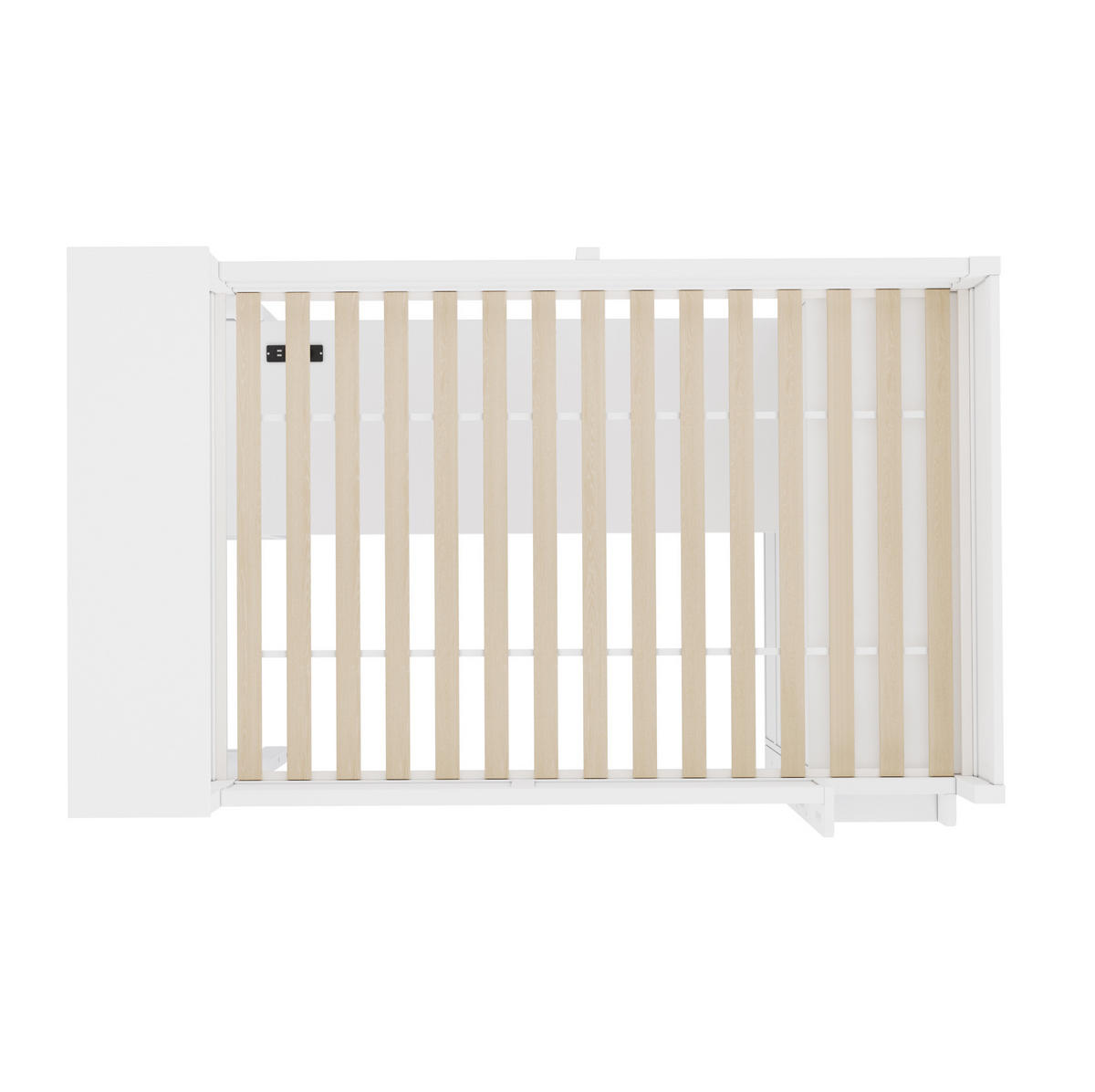 HOCHBETT aus Kiefernholz 90x200 cm Weiß mit Schreibtisch, Kleiderschrank, LED-Beleuchtung und USB-Anschluss - Weiß, Holzwerkstoff (90/200cm) - Modfu