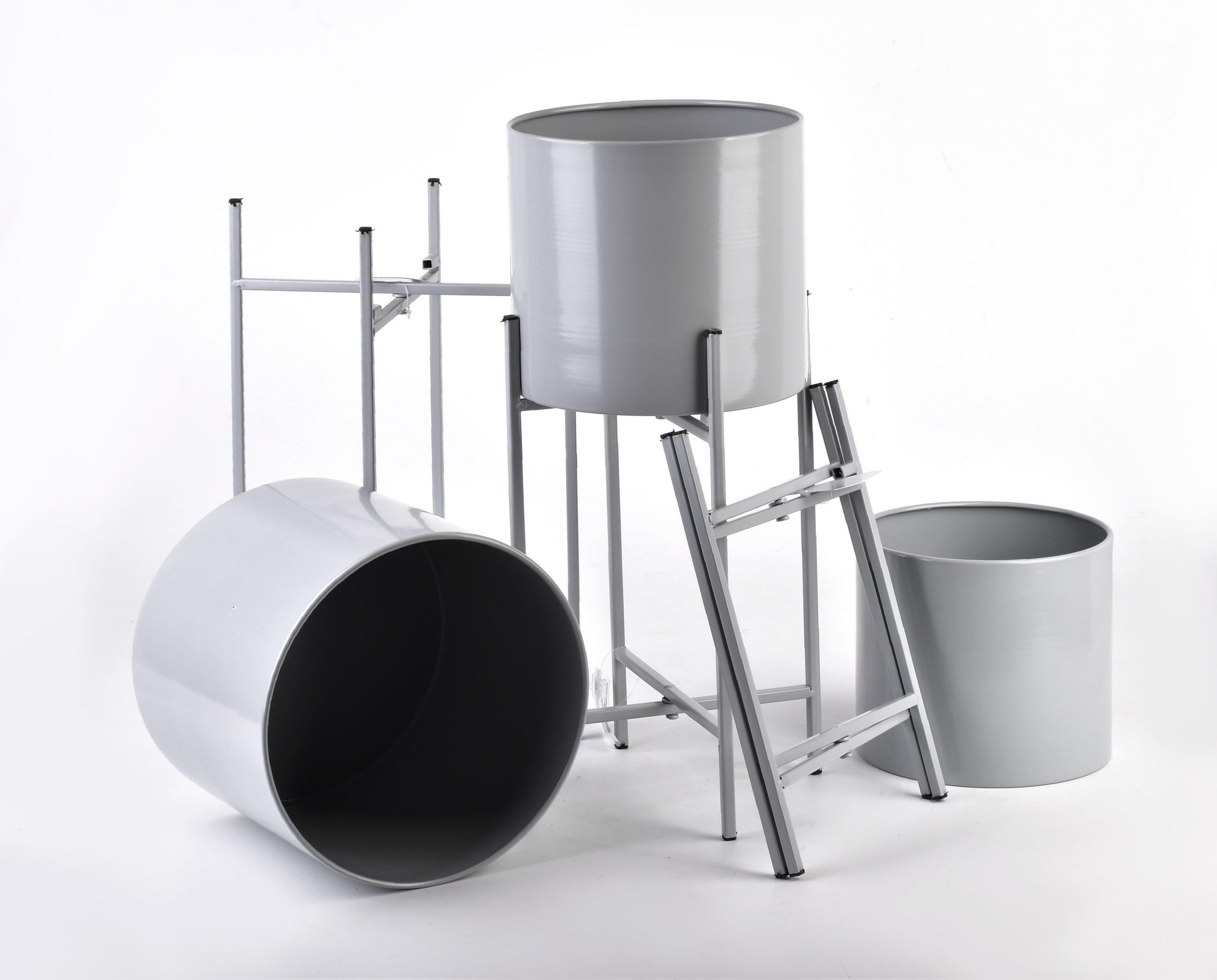 BLUMENTÖPFEN Swen Grau 23/20/54 cm Metall - Grau, Metall (54cm) - Mondex