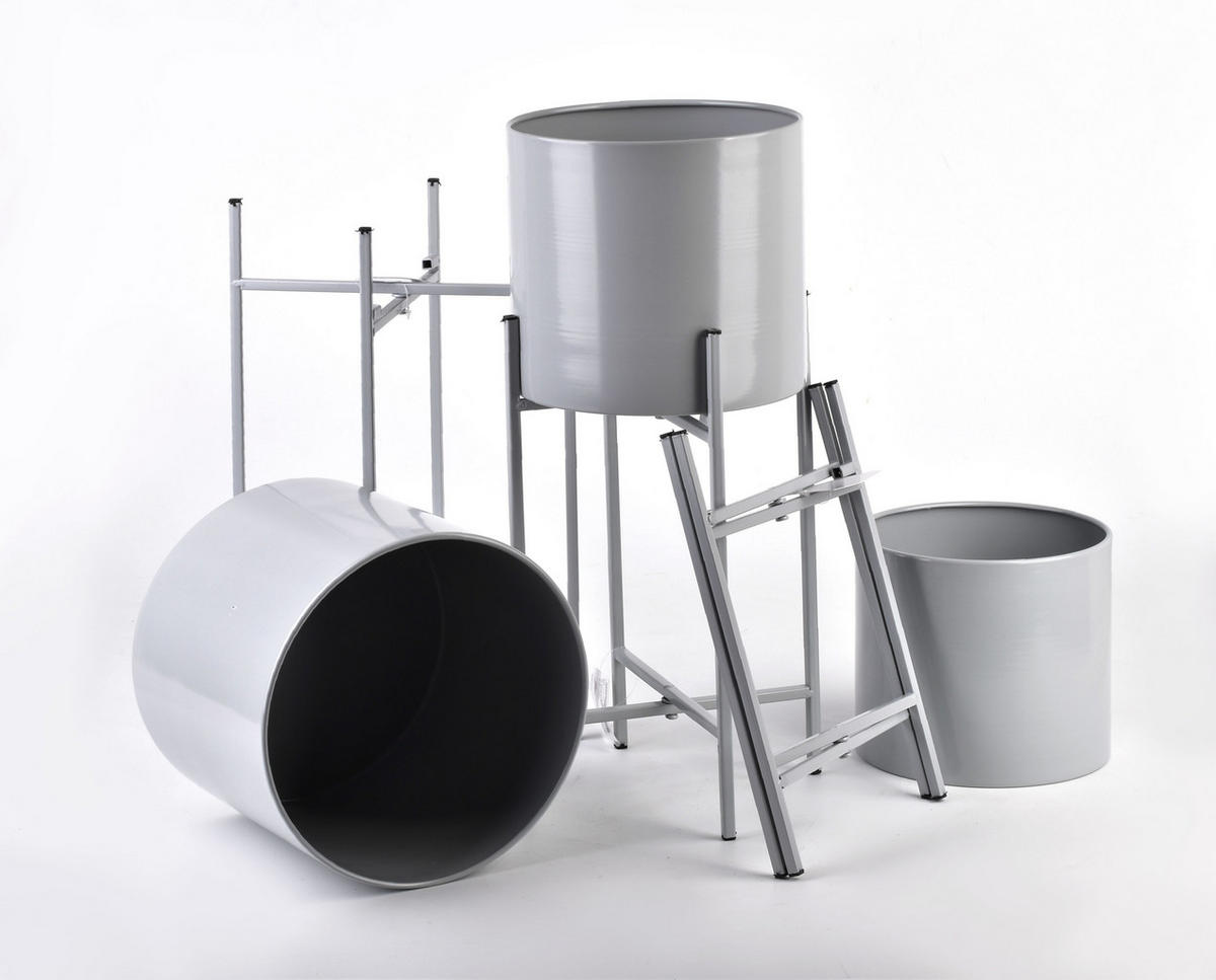 BLUMENTÖPFEN Swen Grau 23/20/54 cm Metall - Grau, Metall (54cm) - Mondex