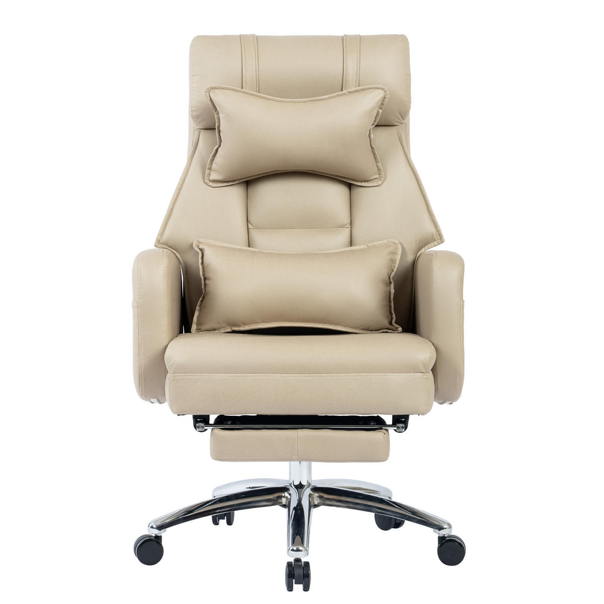 GAMINGSTUHL 155° Liegefunktion, drehbar & höhenverstellbar, Beige Stoffbezug, ausklappbare Fußstütze, 64/76/108 cm,Beige - Beige, Textil (64/108/76cm) - Redom