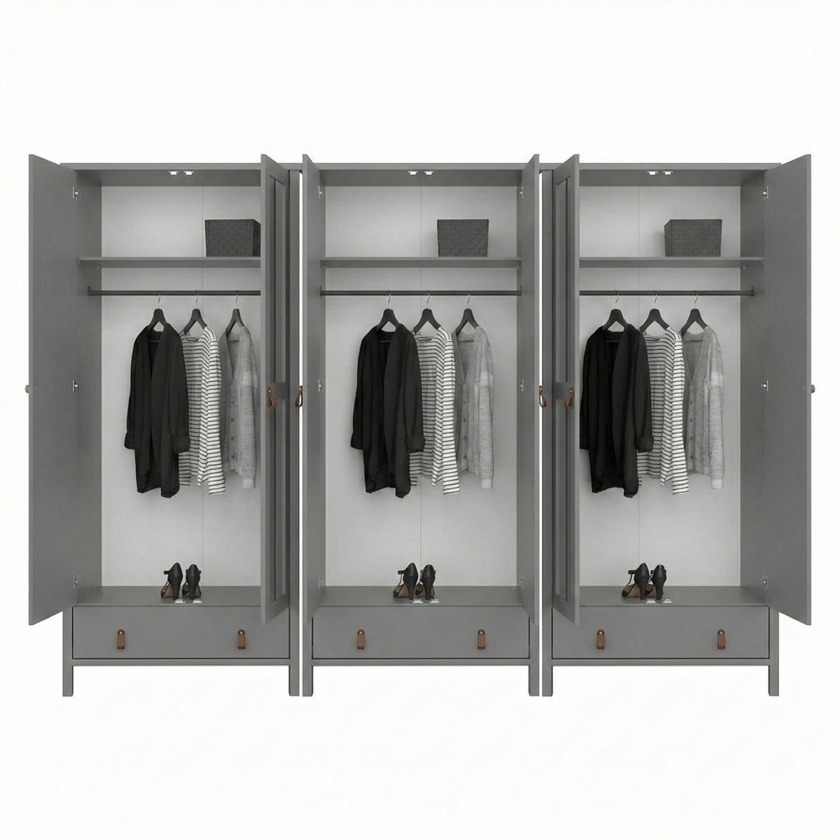 KLEIDERSCHRANK Tromsø Grau lackiert 267/50/195 cm - Grau, Holzwerkstoff (267/195/50cm) - ebuy24
