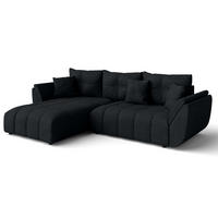 ECKSOFA L Form Verciani Schwarz 266/190/91 cm mit Schlaffunktion - Schwarz, Kunststoff/Textil (266/190cm) - AX Living