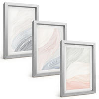 BILDER SET 3er Set - 20x30 cm Silberner Rahmen - Abstrakte Wellen, Karton, Pastell - Silberfarben, Kunststoff (20/30cm) - TULUP
