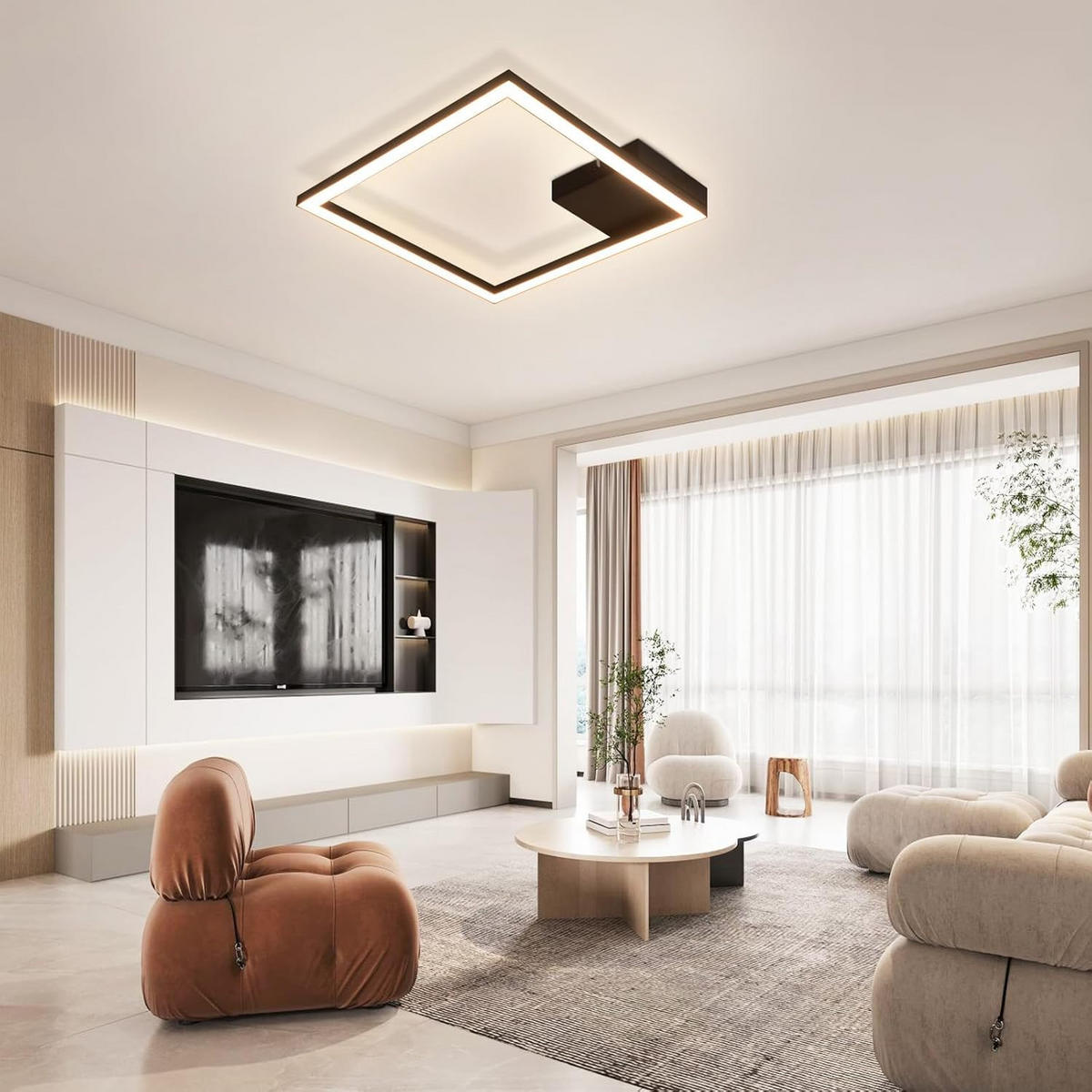 LED-DECKENLEUCHTE Wehrfluch 29.4/3.8/29.4 cm - Schwarz, Metall (29.4/29.4/3.8cm) - ZMH