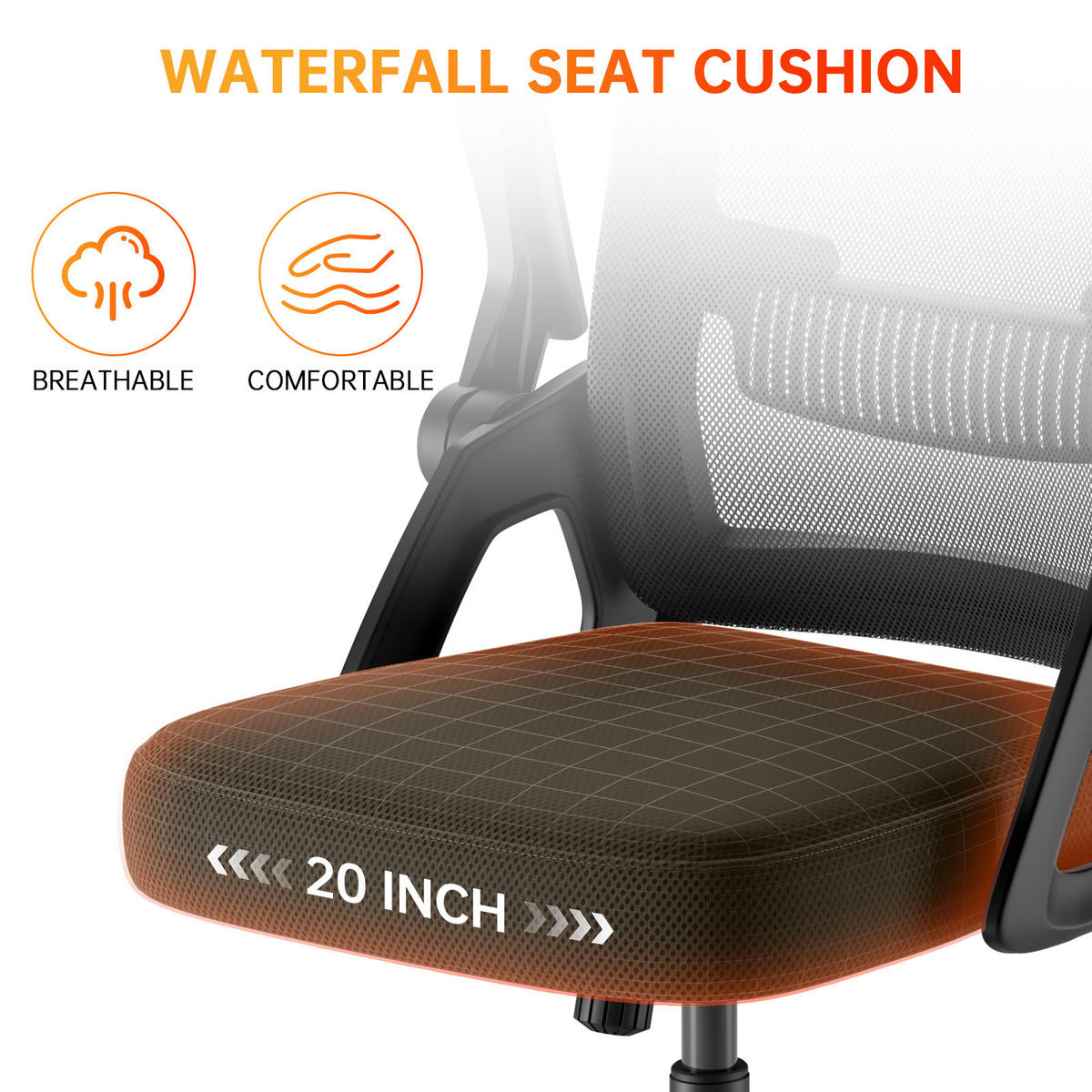 DREHSTUHL Mesh Schwarz ergonomisch klappbare Armlehnen - Schwarz, Metall (23.5/52/62.5cm) - Rattrix