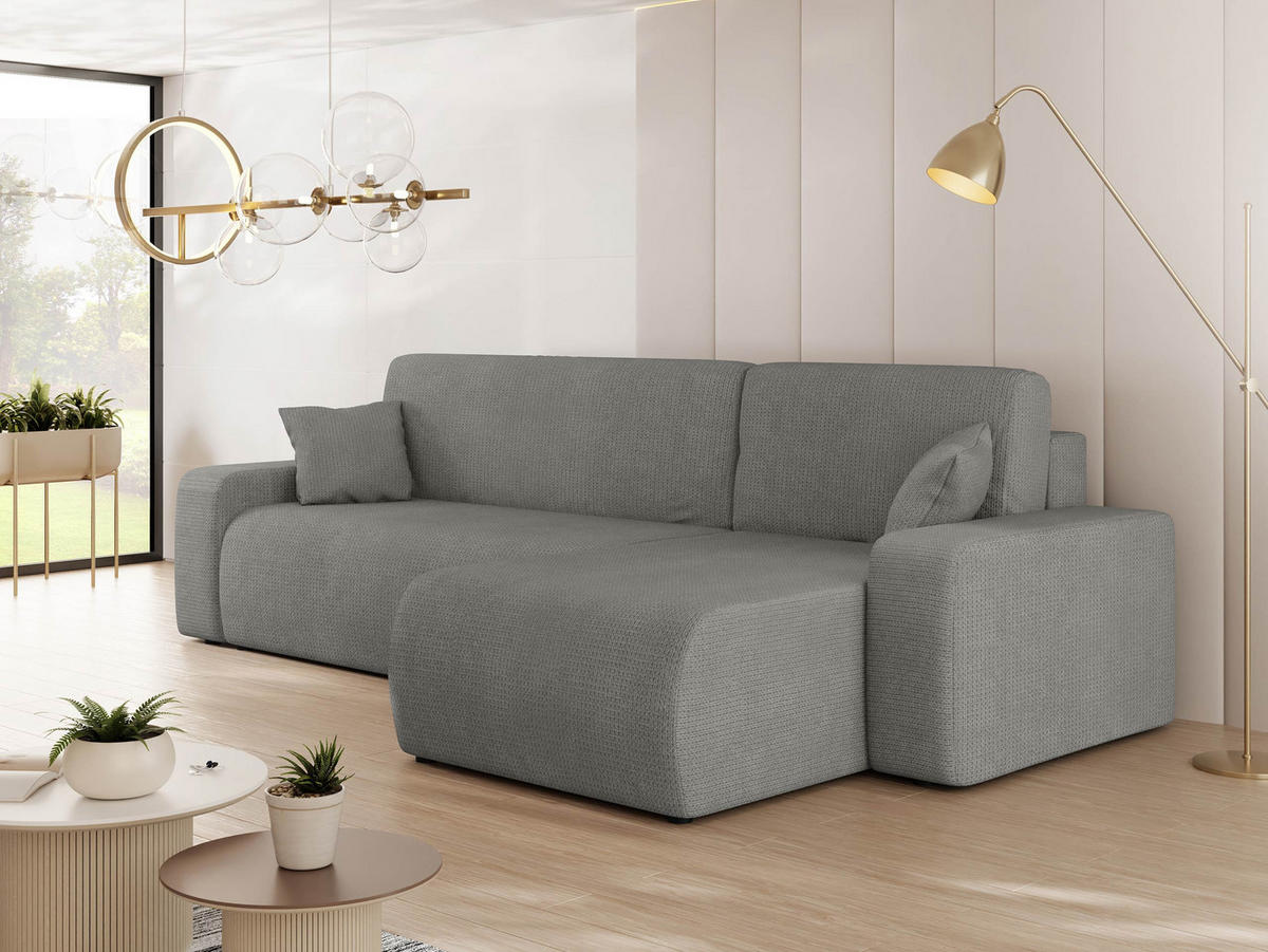 ECKSOFA Piano - Schwarz/Grau, Holz/Kunststoff (244/145cm) - MIRJAN24