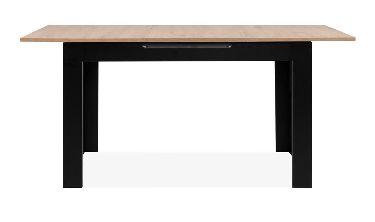 ESSTISCH Eiche Artisan, schwarz 125 - 165 cm, Küchentisch ausziehbar - Schwarz/Eiche Artisan, Holzwerkstoff (125/80/75cm) - Furn.Design