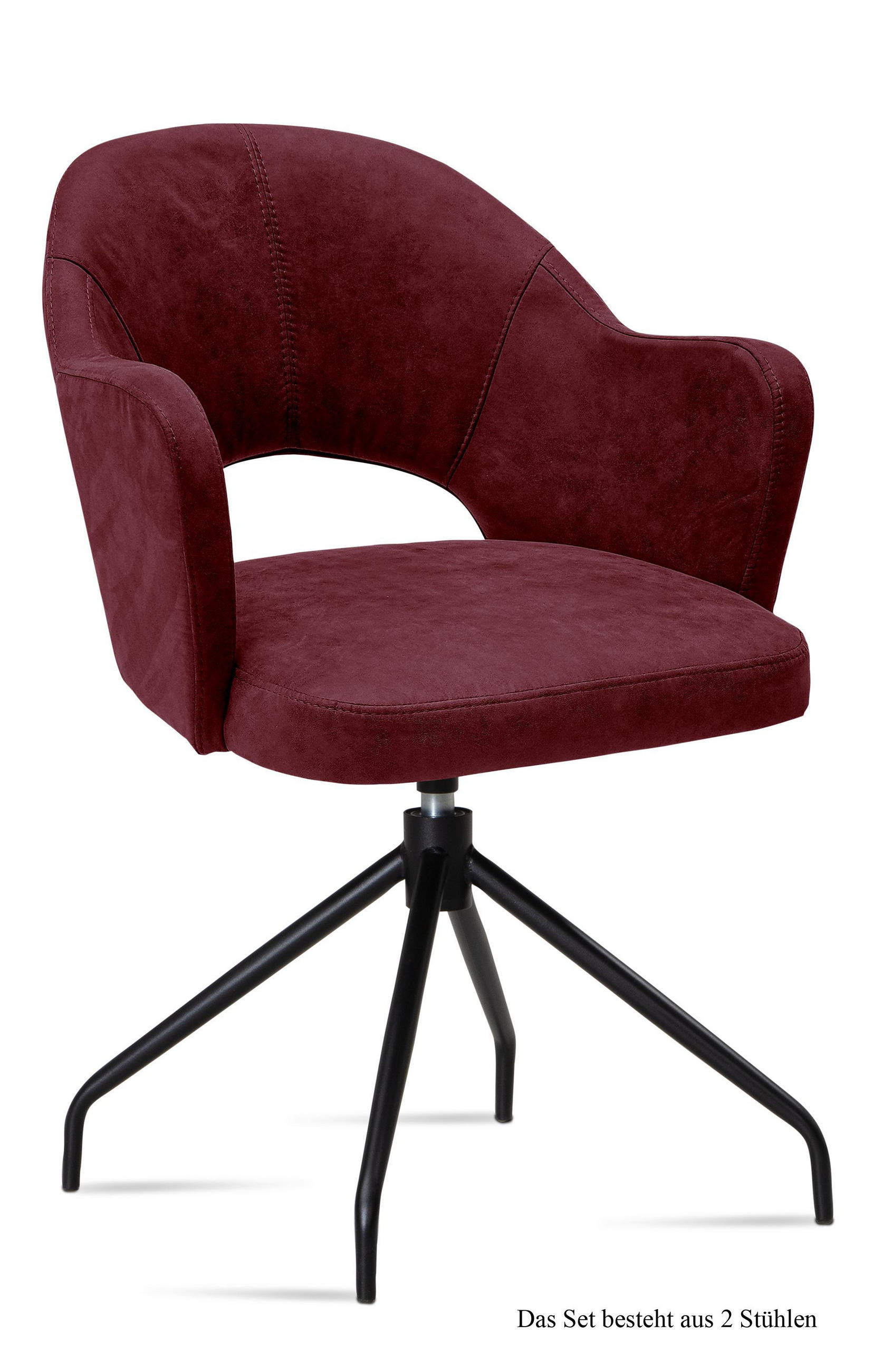 ARMLEHNSTUHL drehbar (2er-Set) Dorcas 59x87x61 Schwarz/Marsala - Brombeere/Schwarz, Kunststoff (61/87/59cm) - 58aufmkessel