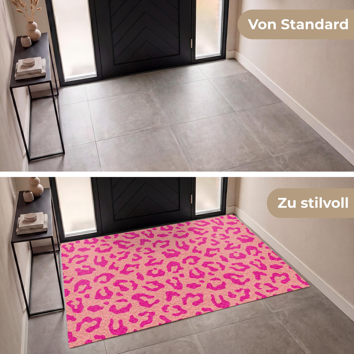 FUSSMATTE Pantherdruck - Rosa - Tierdruck - Minimalistisch Sauberlaufmatte 180x120 cm - Pink, Kunststoff (180/120cm) - MuchoWow