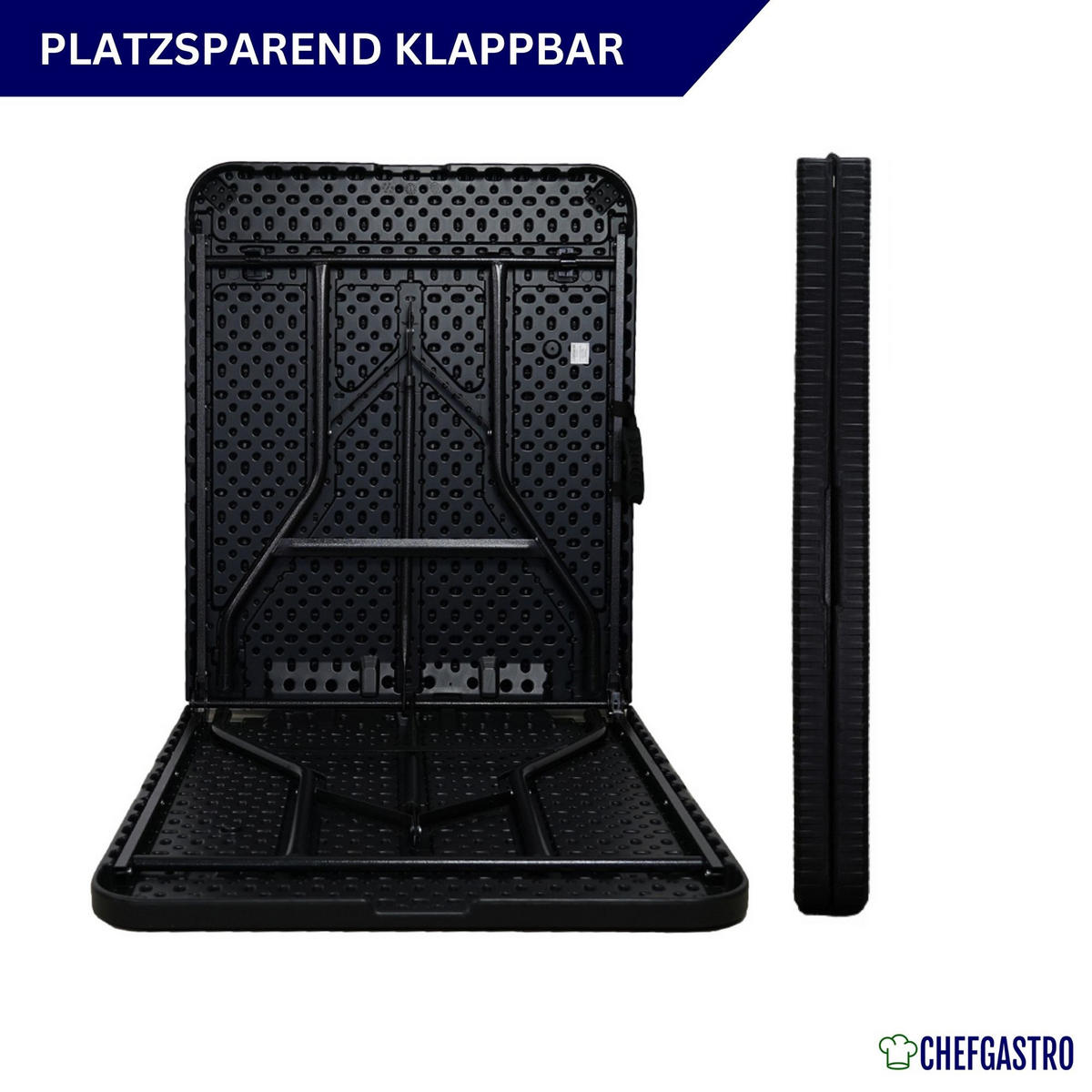 BUFFETTISCH klappbar 180x74cm 8 Personen Kunststoff Rattan Optik Schwarz - Schwarz, Kunststoff (74/180/74cm) - CHEFGASTRO