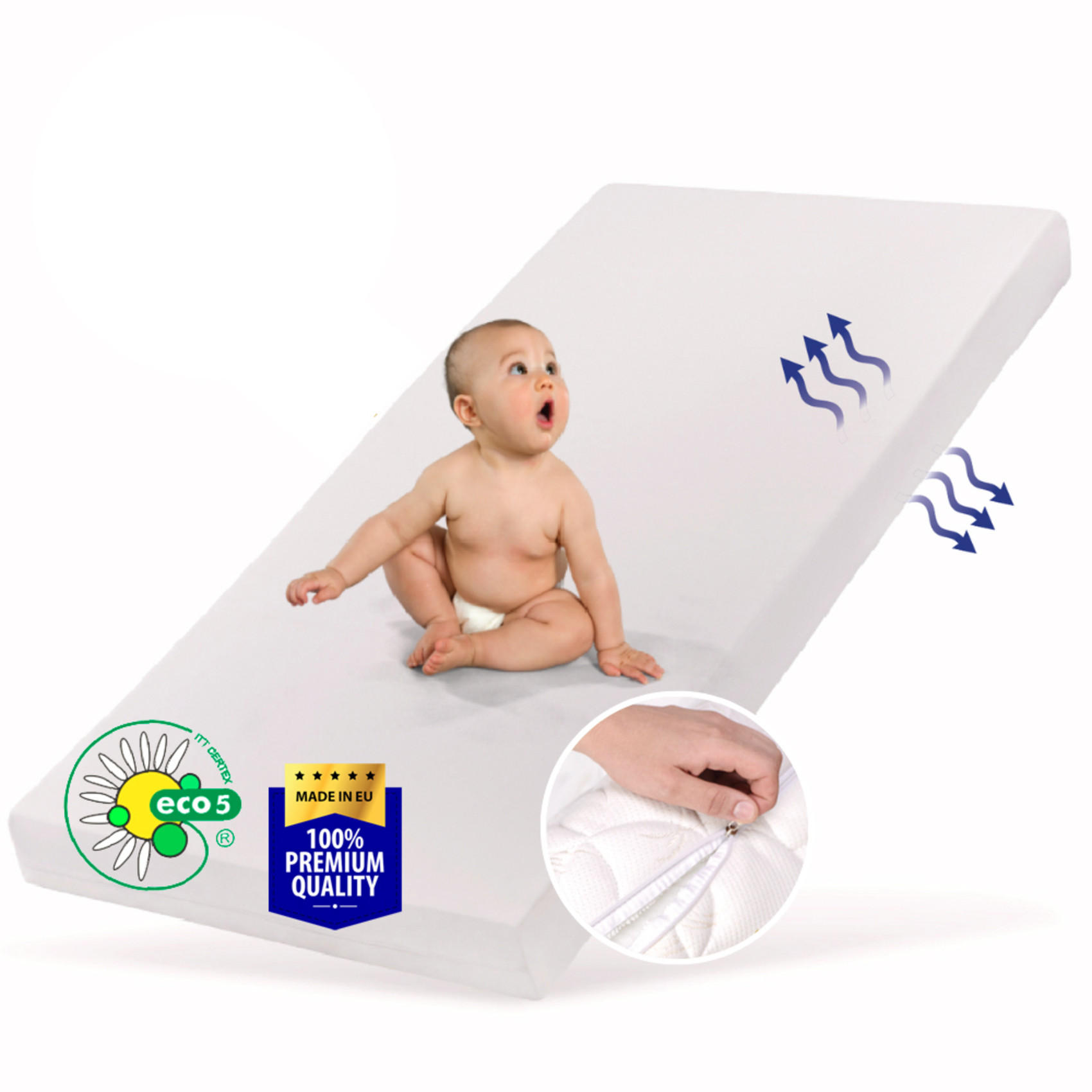 KINDERMATRATZE 60x120 cm 6cm hoch - Weiß, Naturmaterialien (60/120cm) - Kids Collective