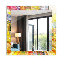 SPIEGEL 60 x 60 cm Rechteckig mit Aufdruck - Currygelb/Multicolor, Glas (60/60/0.4cm) - TULUP