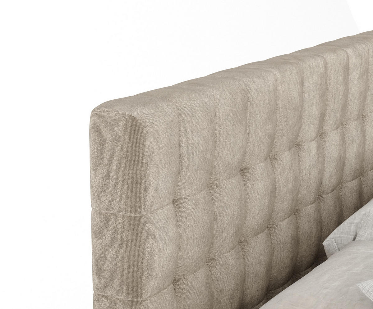 BOXSPRINGBETT Sorrento Beige 200/200 cm mit Latex-Topper - Beige/Silberfarben, Holz/Holzwerkstoff (200/200cm) - Maison de Reve