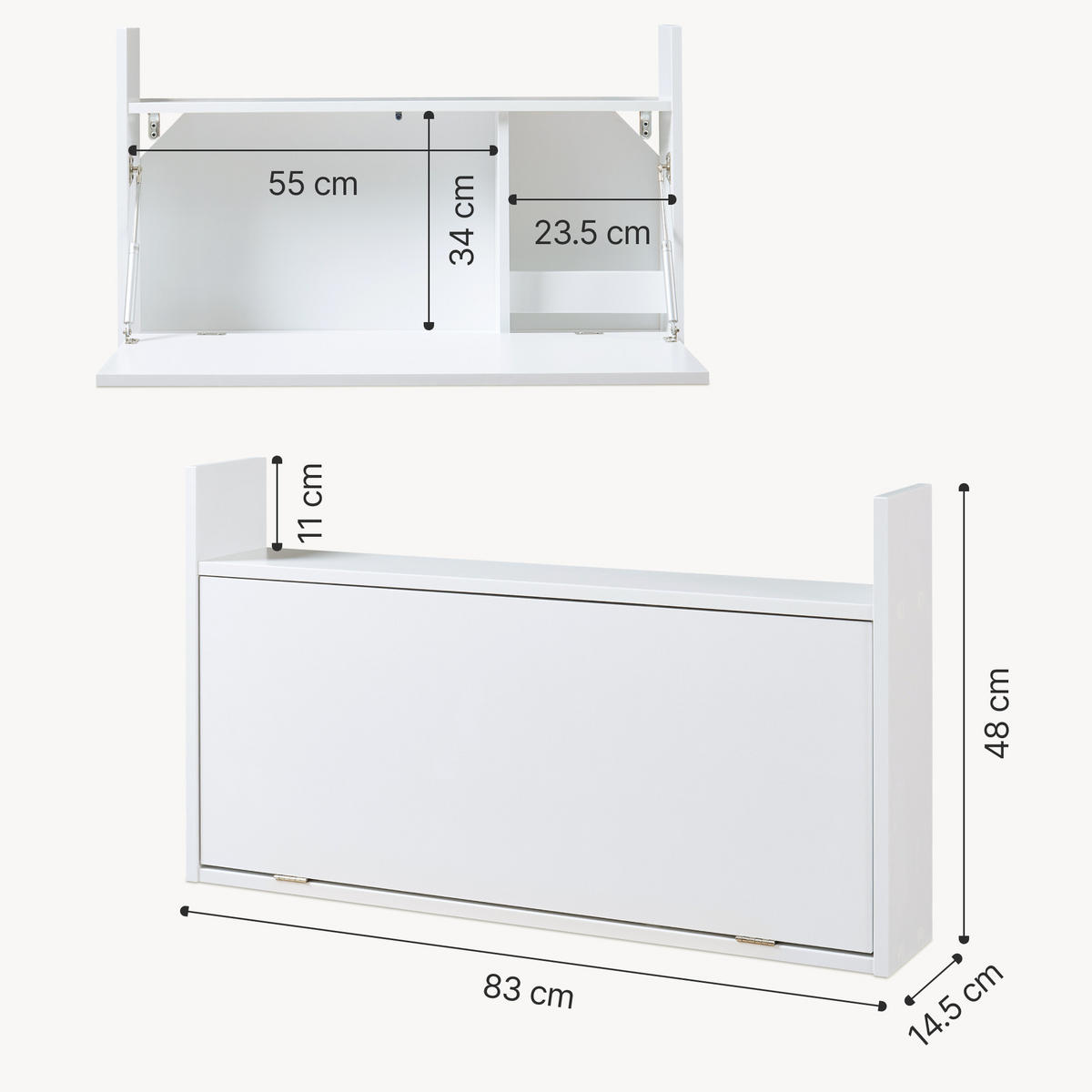 NÁSTĚNNÝ STŮL Rautalampi - bílá, kompozitní dřevo (83/48/14.5cm) - [en.casa]