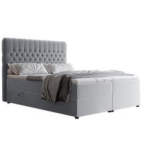 BOXBETT ALBA 140/200 cm mit Matratze und Topper, Grau - Grau, Textil (140/200cm) - Idohome