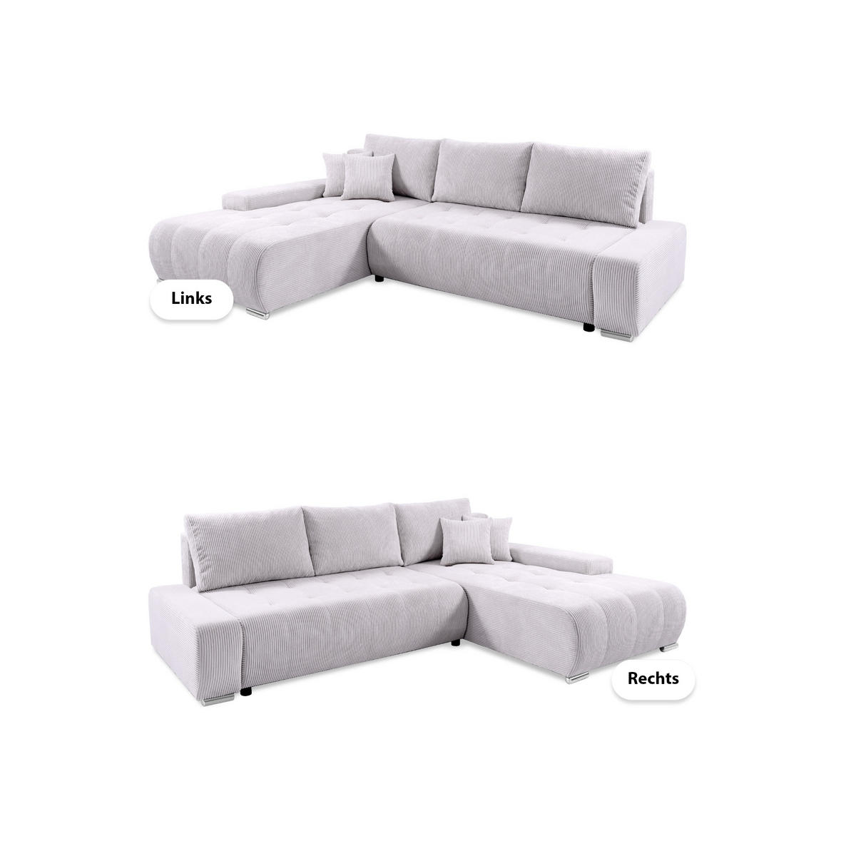 ECKSOFA mit Bettkasten Tragel L, Ecru - Ecru, Textil (185/265cm) - Meblito