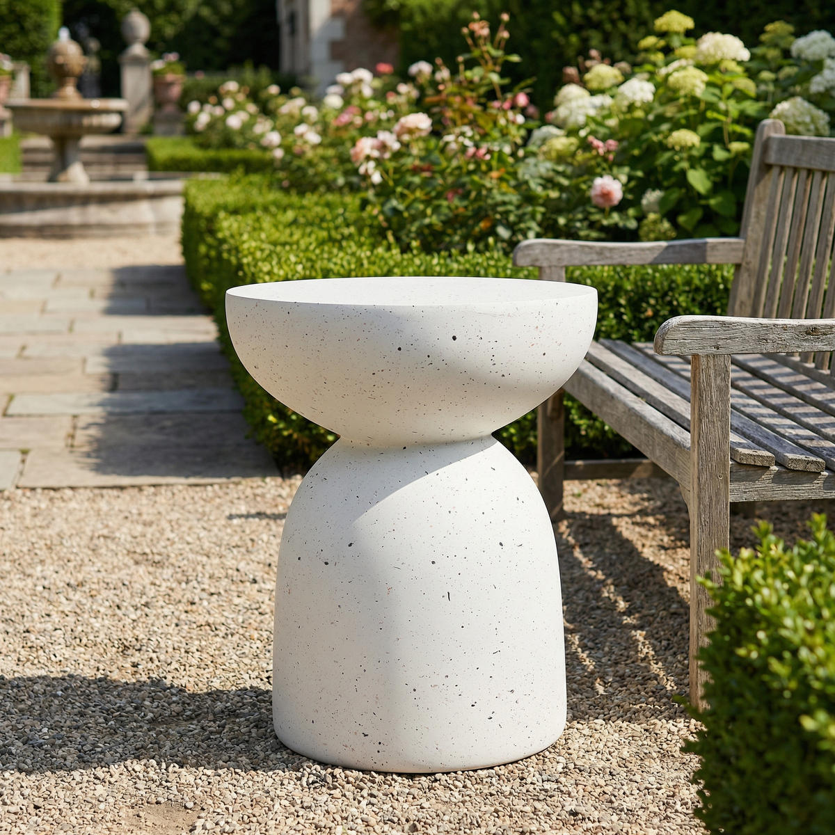 BEISTELLTISCH, MgO, Indoor/Outdoor, Terrazzo Weiß - Weiß, Naturmaterialien (45/45/52.5cm) - FLIEKS