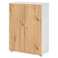 AKTENSCHRANK - 3 Ordnerhöhen 42/80/110 cm in Weiß/Wildeiche - Wildeiche/Weiß, Holzwerkstoff (80/110/42cm) - bümö