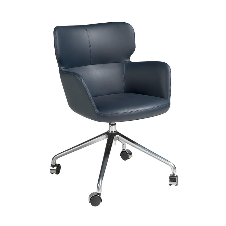 DREHSTUHL Grau Blau Schwarz 58/59/80 cm - Blau/Schwarz, Leder (58/80/59cm) - ANGEL CERDA