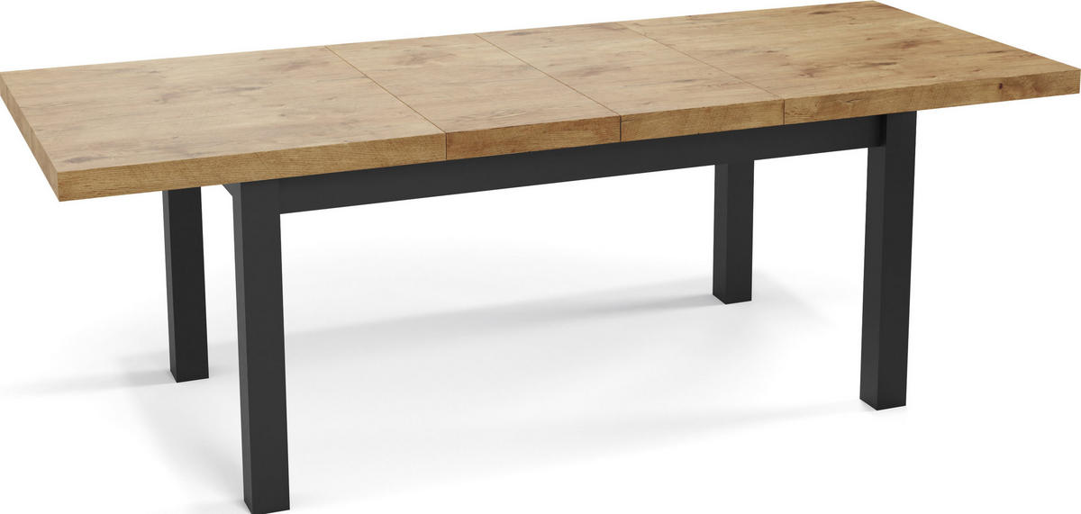 ESSTISCH Gemini rechteckig ausziehbar, Lancelot Eiche 170-250/90/78 cm - Eichefarben/Schwarz, Holz/Holzwerkstoff (90/250/78cm) - WFL GROUP