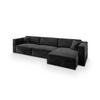 ECKSOFA TOLMO M Schwarz Velours-Stoff mit Schlaffunktion - Schwarz, Holz (347/148cm) - MASSENO