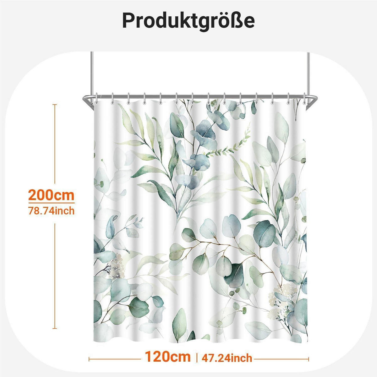 DUSCHVORHANG Blatt 120 x 200 cm Wasserabweisend Antischimmel Textil - Multicolor, Textil (120/200cm)