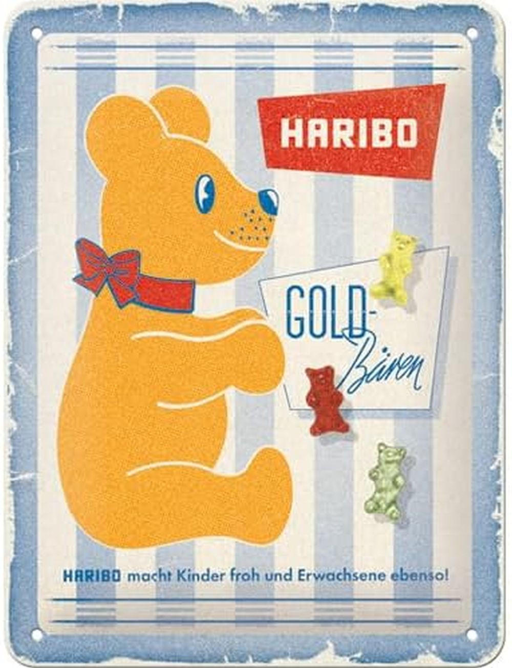 BLECHSCHILD 15/20 cm HARIBO Vintage GOLD-Bären - Multicolor, Metall (15/20/0.5cm) - Nostalgic-Art