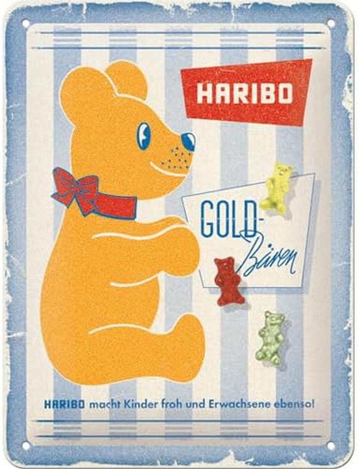 BLECHSCHILD 15/20 cm HARIBO Vintage GOLD-Bären - Multicolor, Metall (15/20/0.5cm) - Nostalgic-Art
