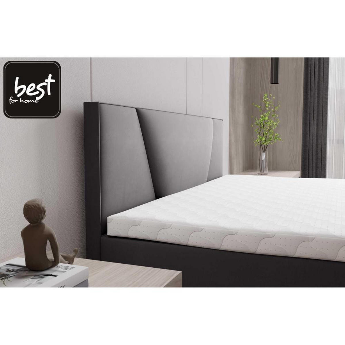 BOXBETT Jubilee Bonellfederkern inkl. Topper - Dunkelgrau, Holz/Holzwerkstoff (180/200cm) - Best For Home
