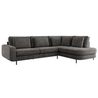 ROHOVÁ SEDAČKA CALENO L - Šedá hladký senil - Levá Strana - černá/tmavě šedá, kov/textil (317/225cm) - MKS