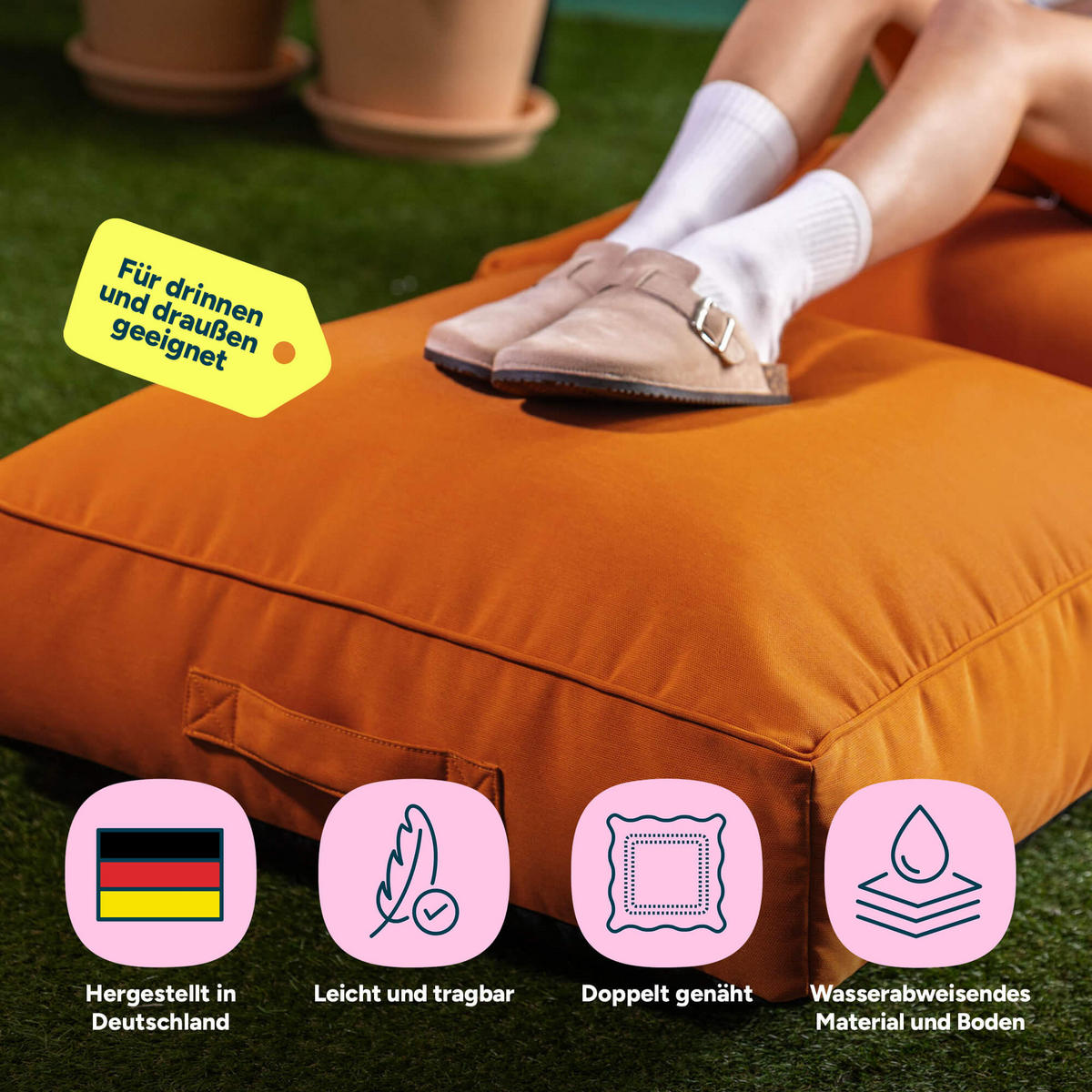 BODENKISSEN mit Sitzsackfüllung Solus - Orange, Textil (72/22/72cm) - icon