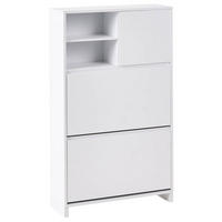 SCHUHSCHRANK Weiß Cobar - Weiß, Holzwerkstoff (70/118/24cm) - Beliani