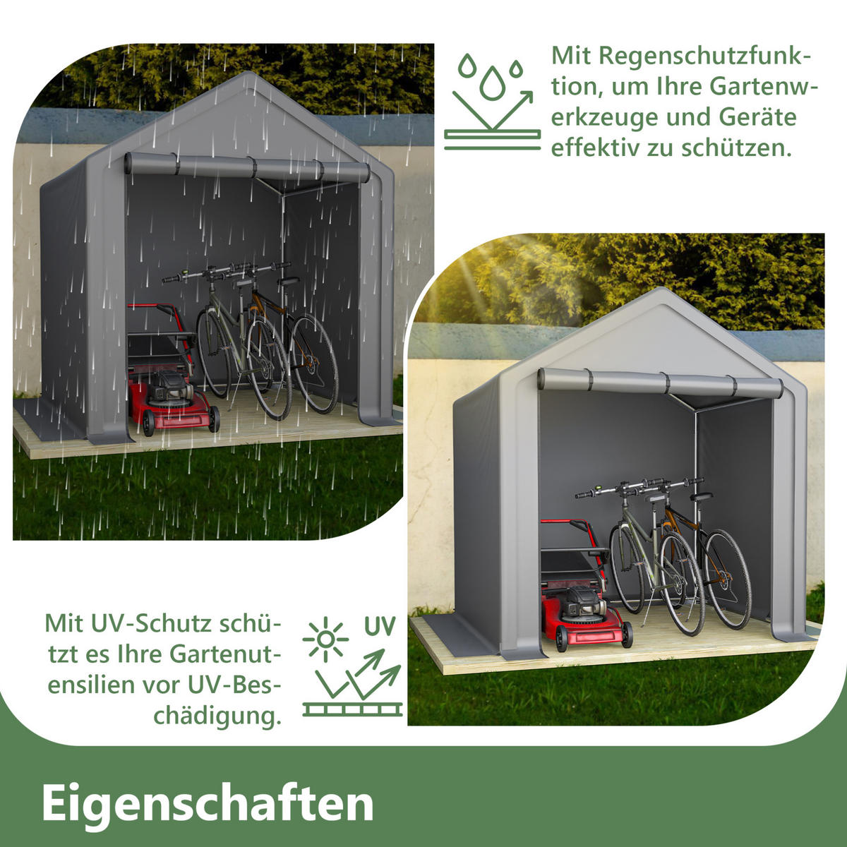 KLEINGARAGE aus Stahlrohr 190x170x200 cm in Dunkelgrau mit Rolltor - Dunkelgrau, Metall (170/200/190cm) - Modfu