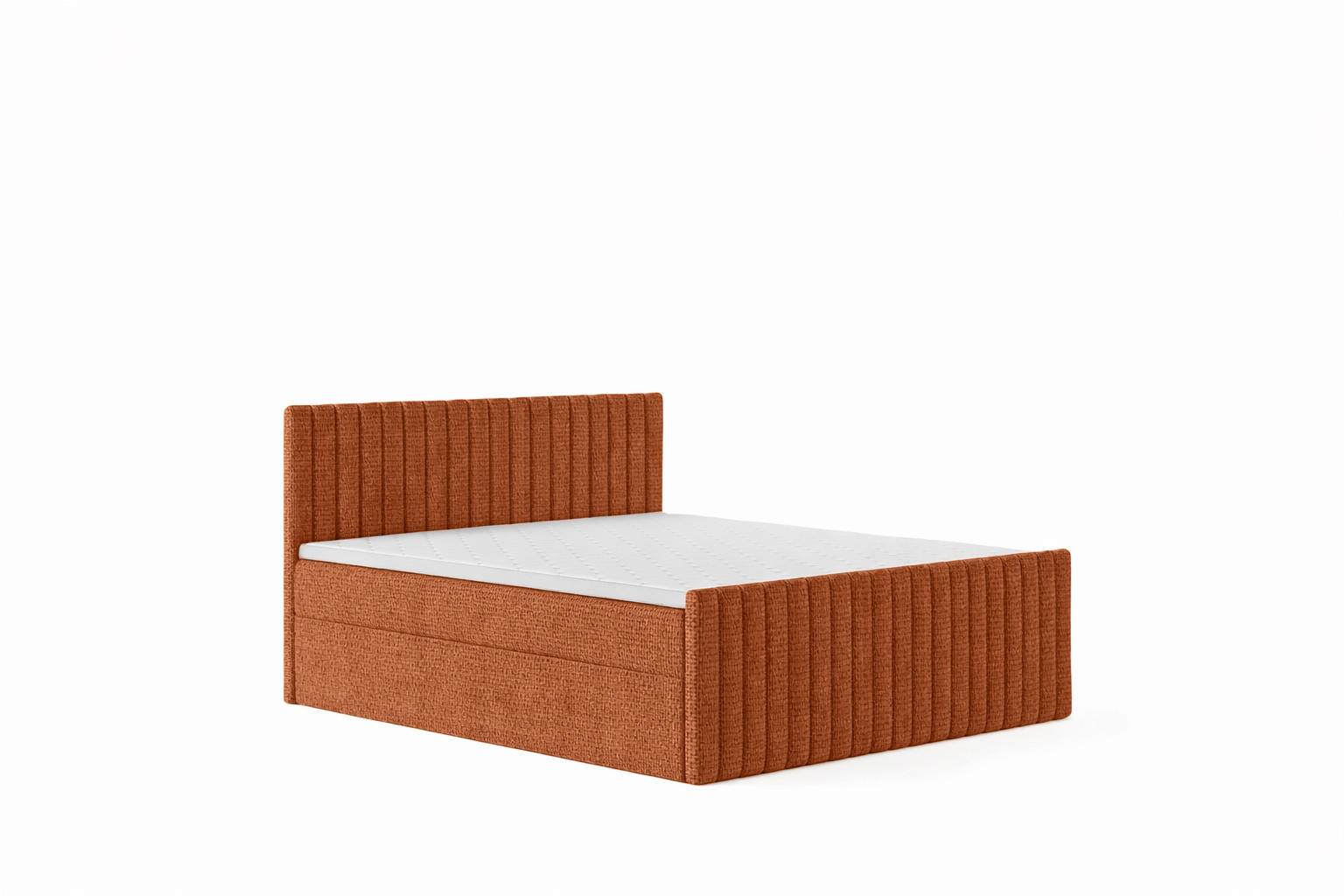 BOXBETT Mit Matratze Und Bettkasten, Chenille-Stoff Flow, Kupfer, 120x200 cm, H3-Bonell, DEMETER - Orange, Holz (120/200cm) - Kaiser Möbel