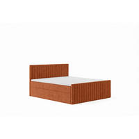 BOXBETT Mit Matratze Und Bettkasten, Chenille-Stoff Flow, Kupfer, 200x200 cm, H2-Pocket, DEMETER - Orange, Holz (200/200cm) - Kaiser Möbel