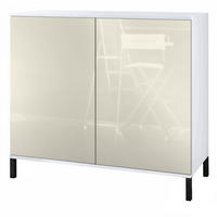 KOMMODE Skadu Creme Hochglanz - Creme, Holzwerkstoff (92.5/83.5/35cm) - Vladon