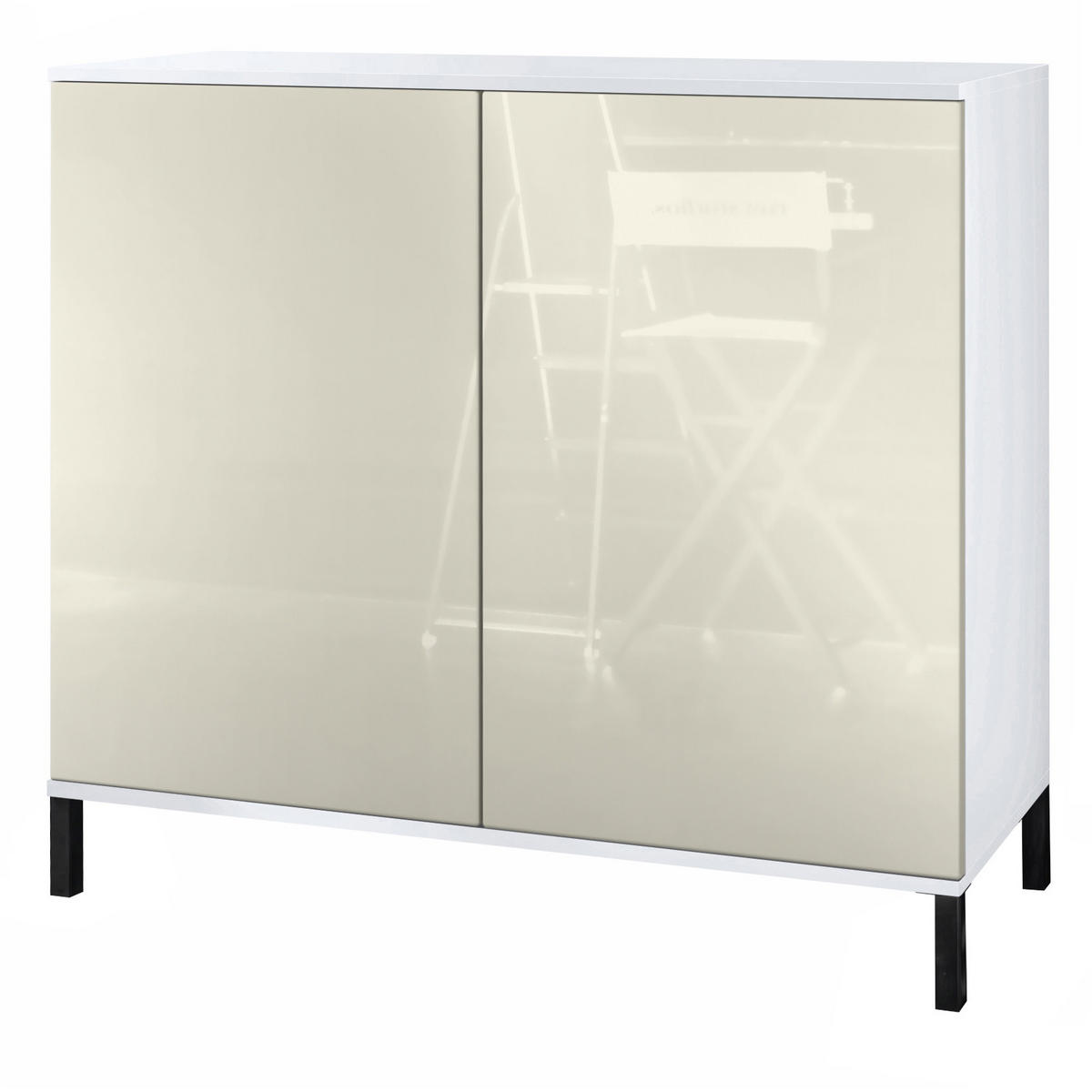 KOMMODE Skadu Creme Hochglanz - Creme, Holzwerkstoff (92.5/83.5/35cm) - Vladon