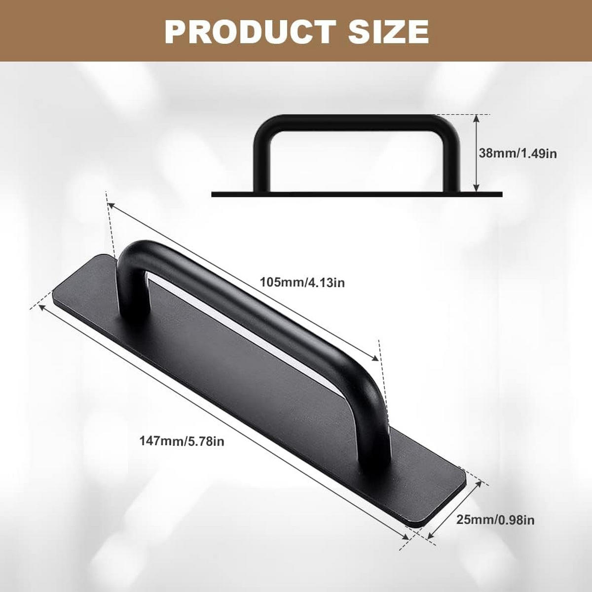 MÖBELGRIFF 2er-Set Klebegriffe Aluminium - Schwarz, Metall (2.5/36.5/14.8cm)