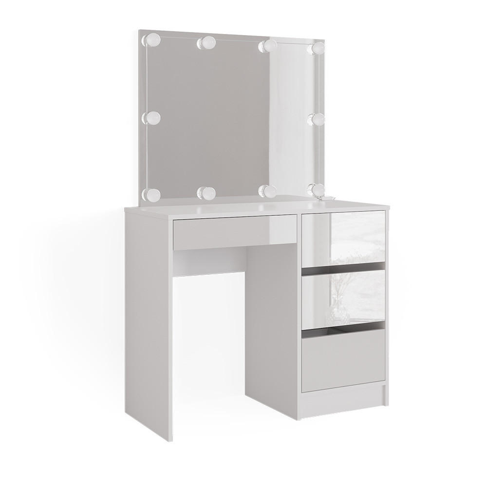 SCHMINKTISCH Sherry Weiß 90 cm mit LED Beleuchtung - Weiß, Holzwerkstoff (90/75/40cm) - Vicco