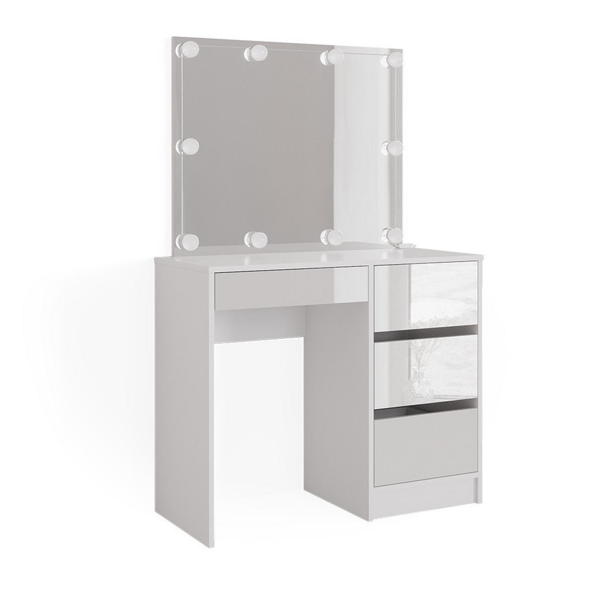 SCHMINKTISCH Sherry Weiß 90 cm mit LED Beleuchtung - Weiß, Holzwerkstoff (90/75/40cm) - Vicco