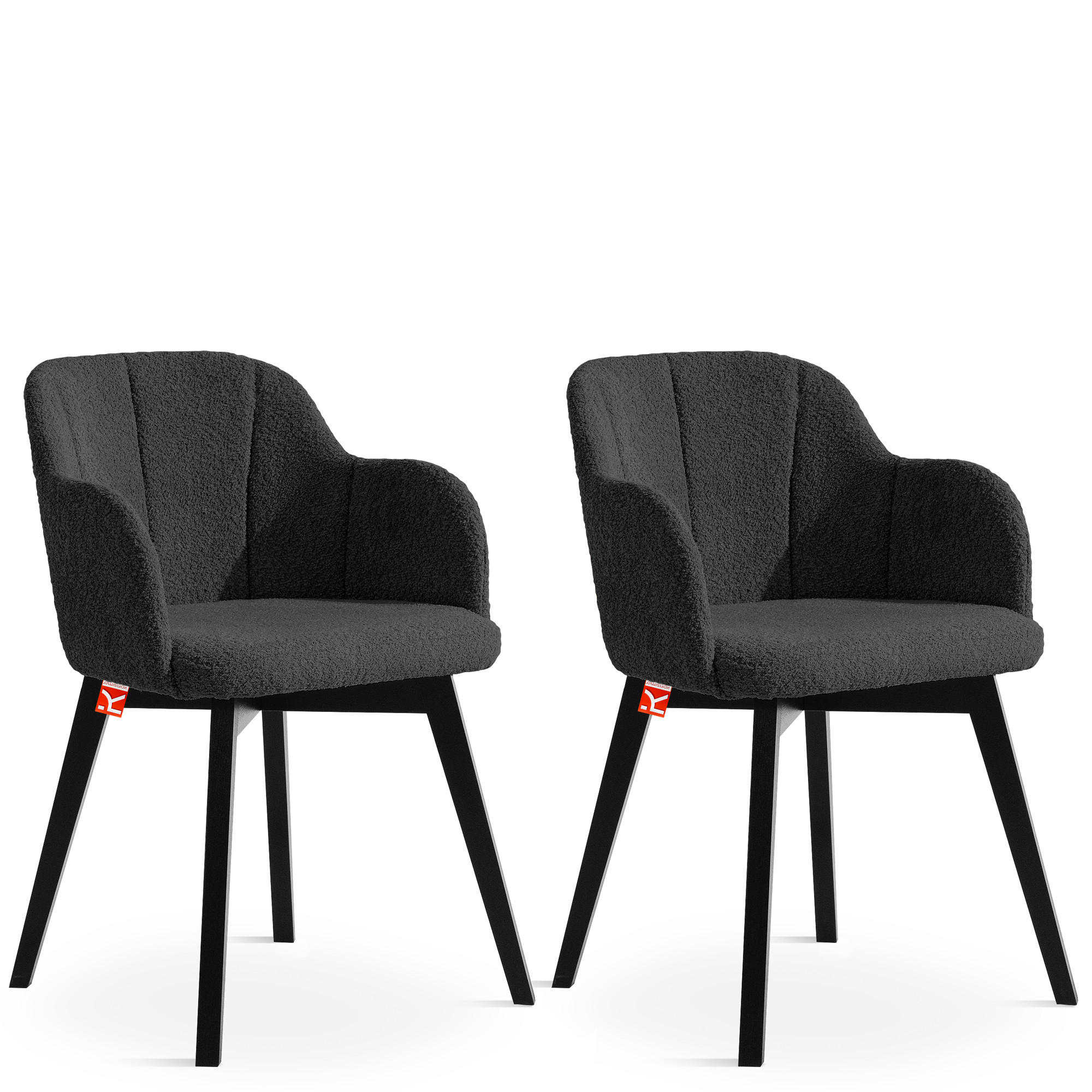 POLSTERSTUHL LONIS Esszimmerstühle 2er Set - Schwarz, Holz/Textil (55/82/54cm) - KONSIMO®