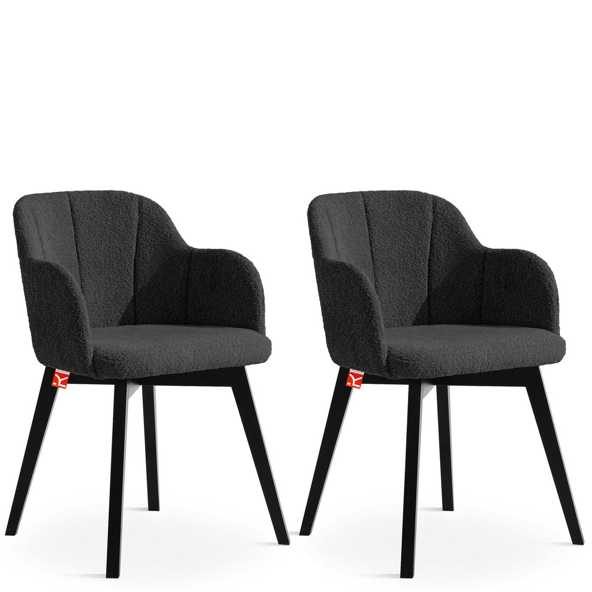 POLSTERSTUHL LONIS Esszimmerstühle 2er Set - Schwarz, Holz/Textil (55/82/54cm) - KONSIMO®