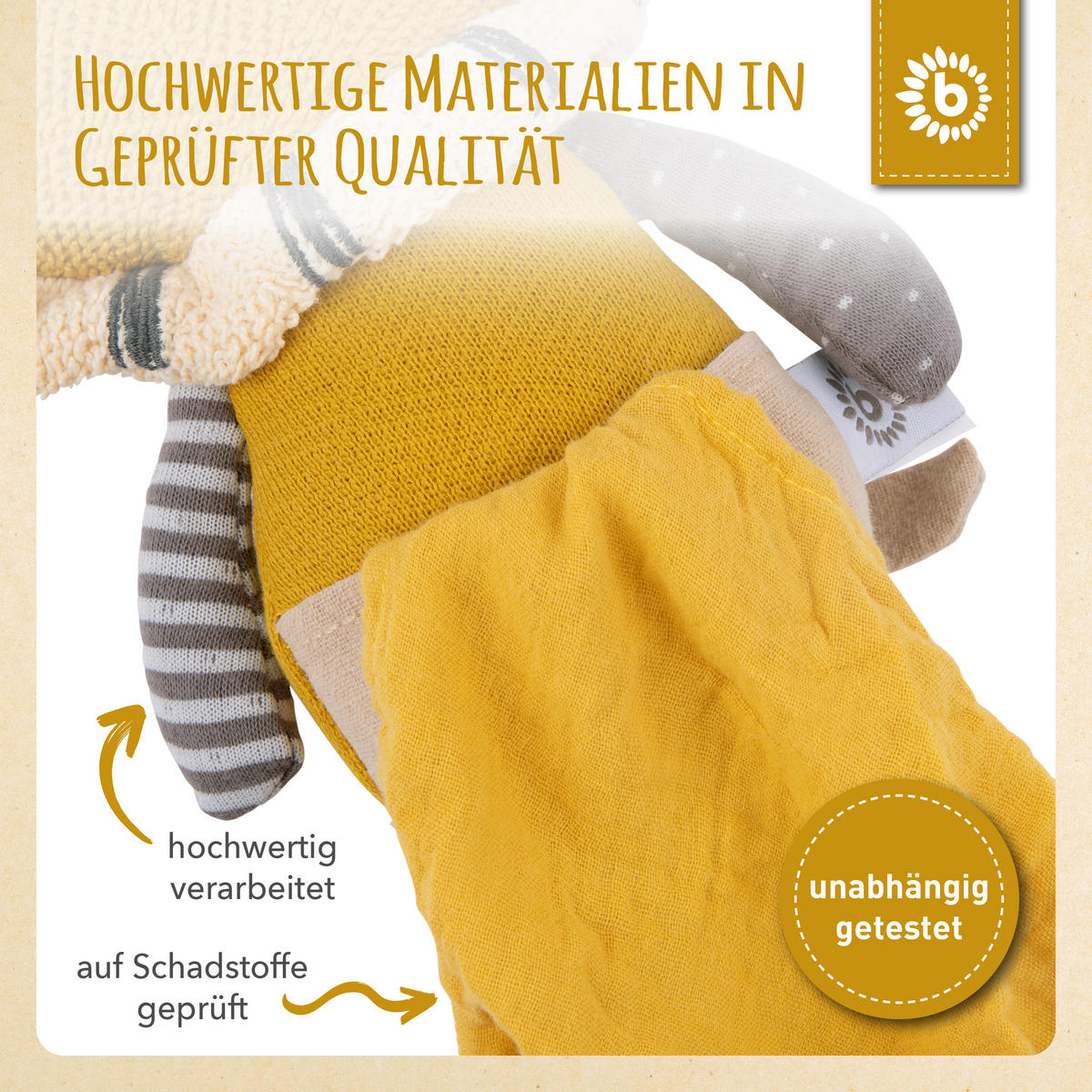 KUSCHELTIER Löwe mit Schmusetuch - ab Ge - Gelb, Textil (18/33cm) - Bieco Spielwaren
