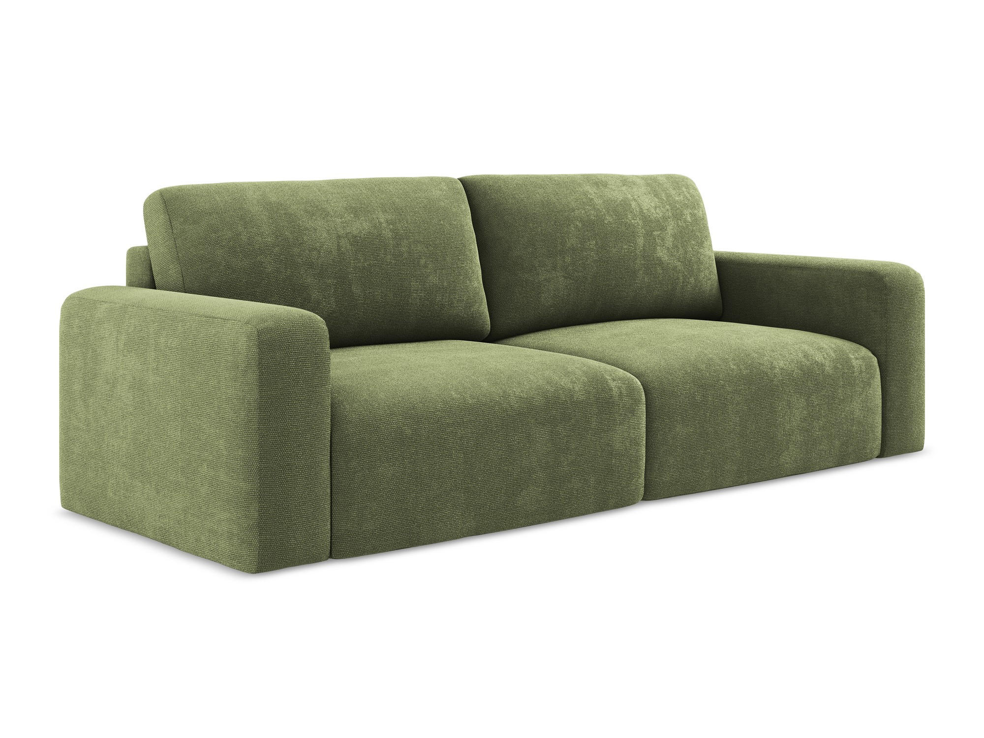 3-SITZER SOFA mit Schlaffunktion Chenille Stoff Grün - Schwarz/Grau, Kunststoff/Textil (244/79/102cm) - Makamii
