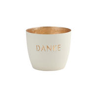 TEELICHTHALTER Madras Danke M, Eisen, Weiß, Gold, 8.5 cm - Weiß, Metall (9cm) - Gift Company