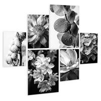 BILDERSET 6er-Set 30x40 cm + 20x30cm Blumen schwarz weiß - Weiß, Kunststoff (105/85cm) - artissimo