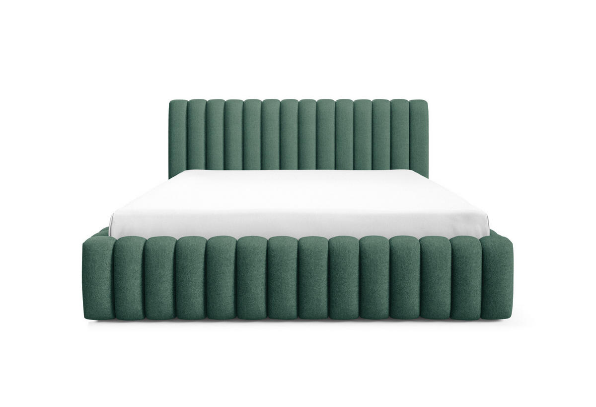 POLSTERBETT BLIVIO 180x200 cm,mit Bettkasten,Lattenrost,Doppelbett,Boxspringbett-Optik-Grün - Smaragdgrün, Holz (180/200cm) - Furnistar